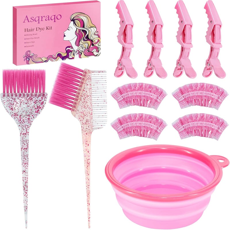 Asqraqo 11pcs Hair Coloring Kit - Professional Salon Tools for DIY Mixing, Includes Clips, Bowl, Dye Brush, Earmuffs - Perfect for Bleaching and Dye - Image 1